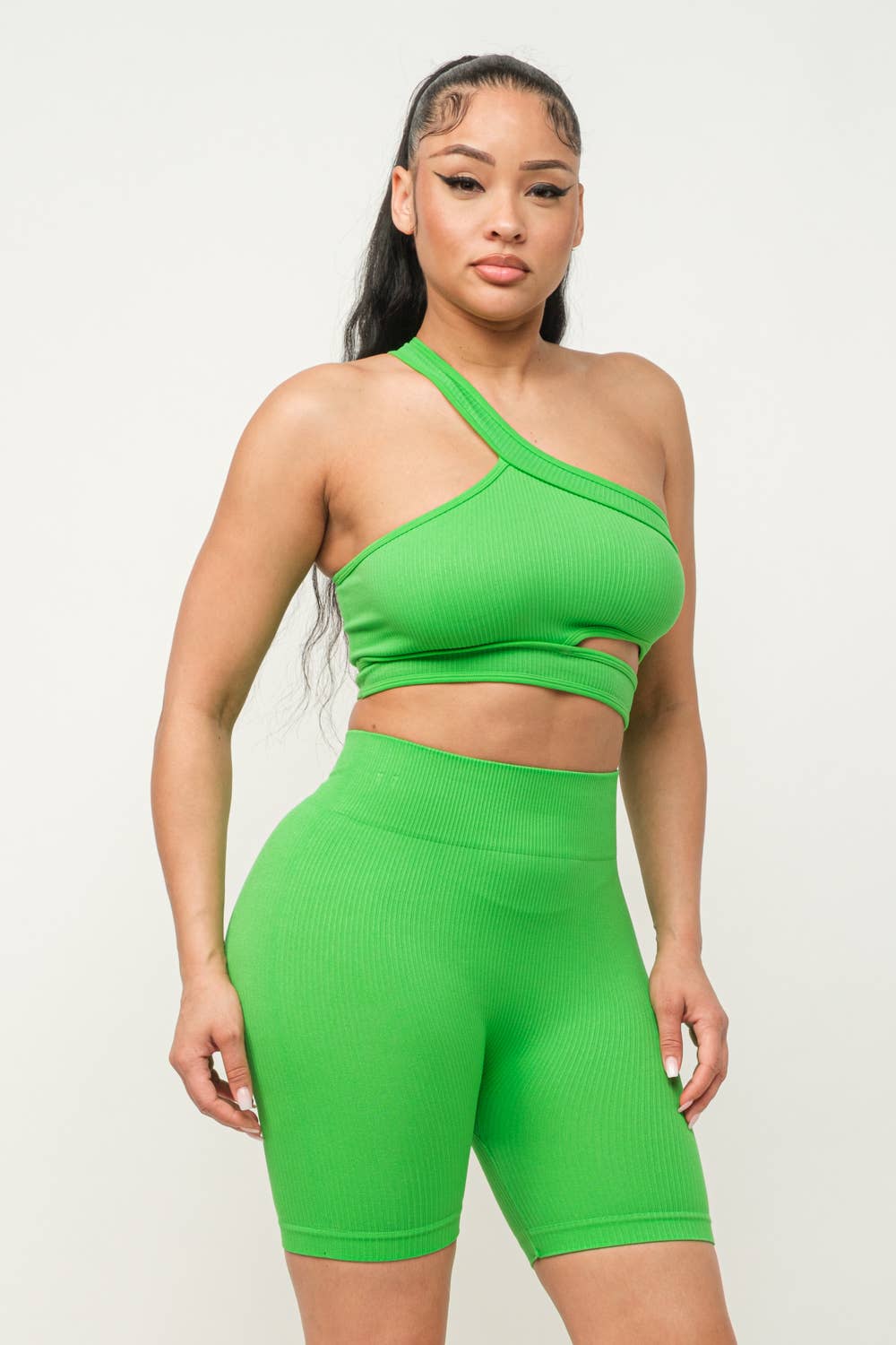 Well-in Vogue Cut Out One Shoulder Strap Top And Shorts Set