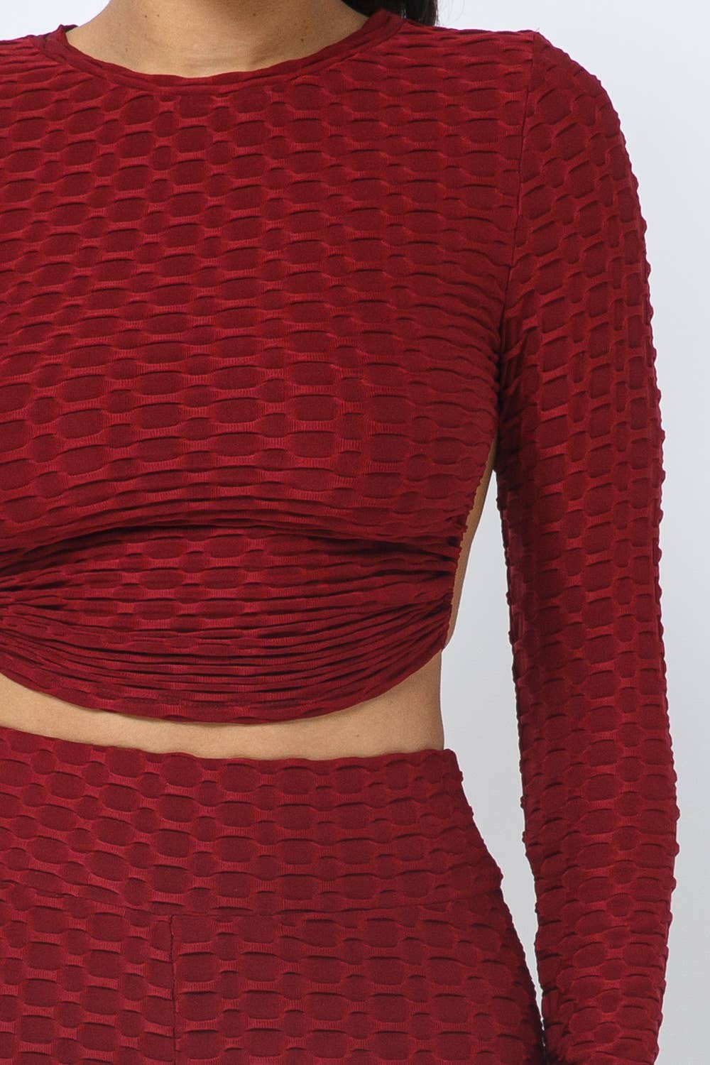 Well-in Vogue Honeycomb Open Back Tie Top and Leggings Set