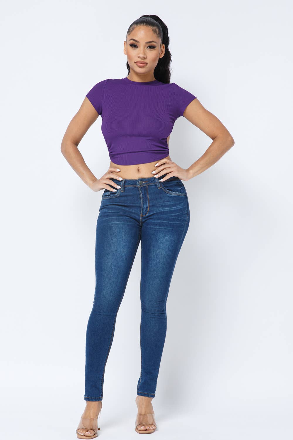 Well-in Vogue Rib Open Back String Tie Crop Top