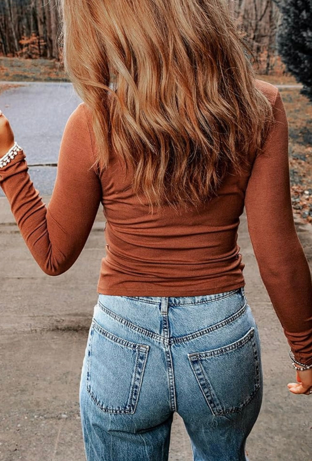 Cutout Long Sleeve Knitted Ribbed Swaters Pullover Lightweight Slim Solid Color Jumper Top