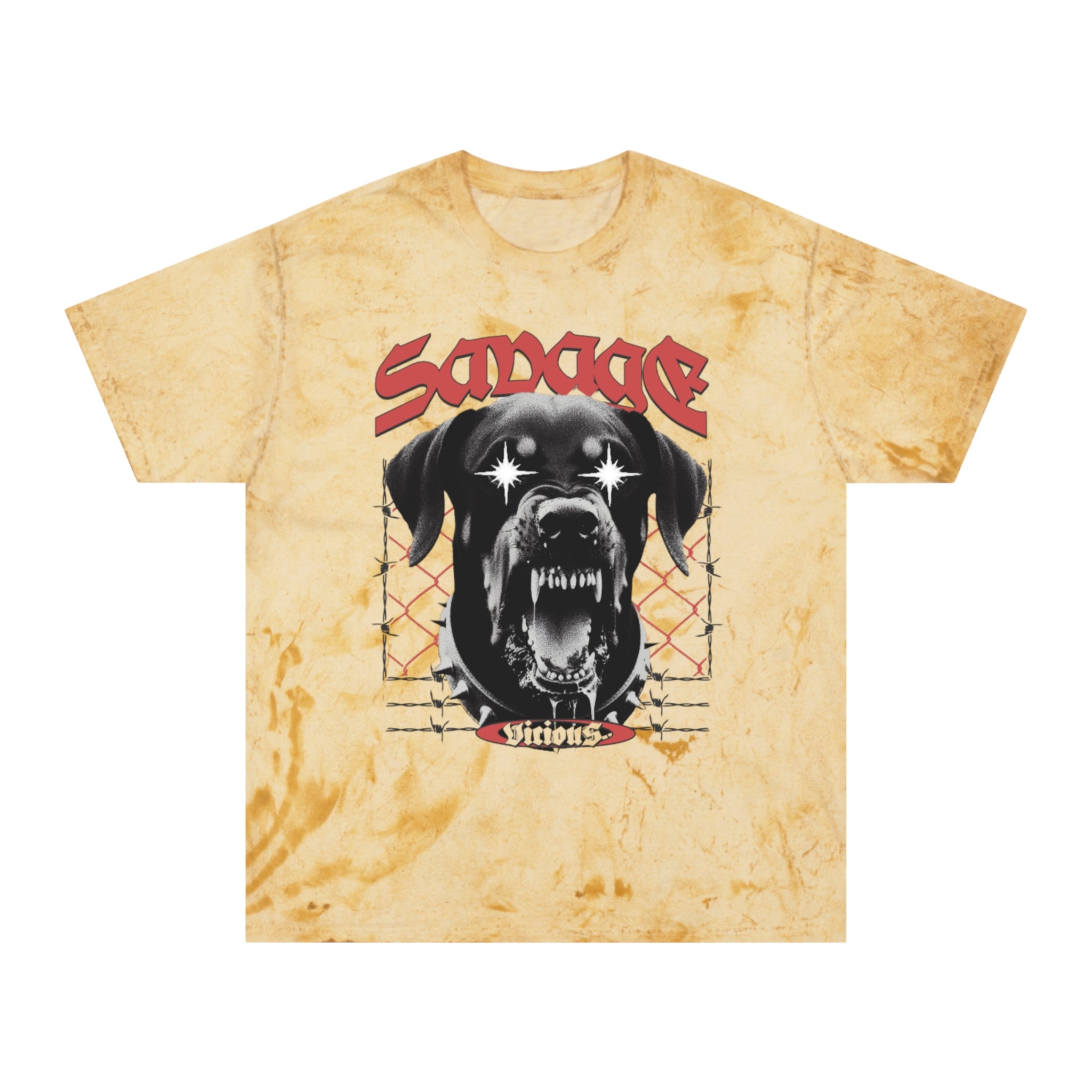 Savage Rottweiler T-Shirt, Edgy Graphic Tee, Color Blast Shirt, Streetwear Fashion
