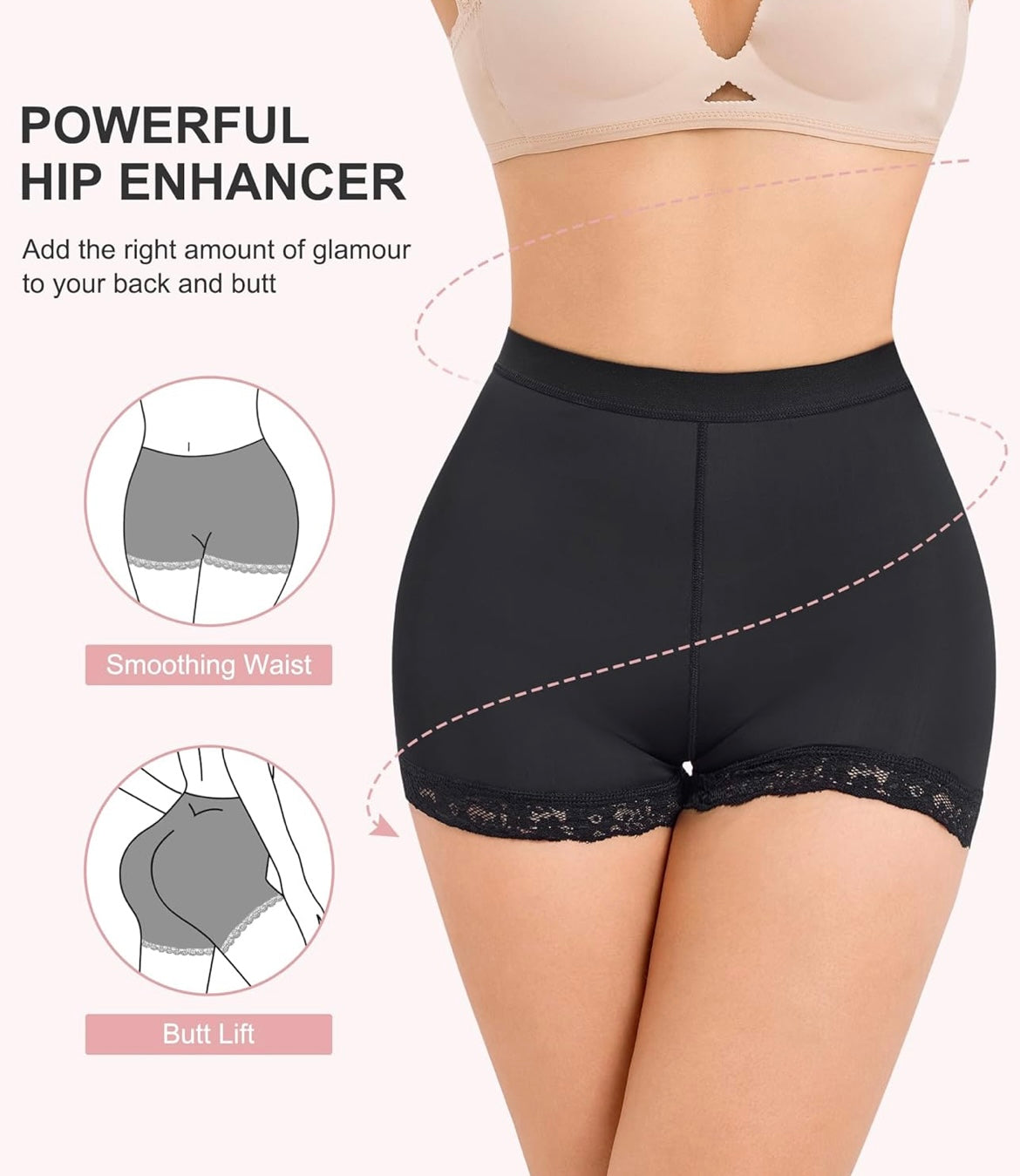 Boyshort Underwear for Women Butt lifting Shapewear Tummy Control Panties Lace U