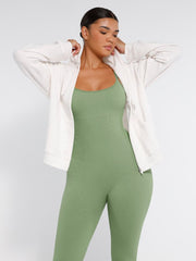 Well-in Vogue High Stretchy Seamless Sling Tummy Control Jumpsuit Removable cup pads