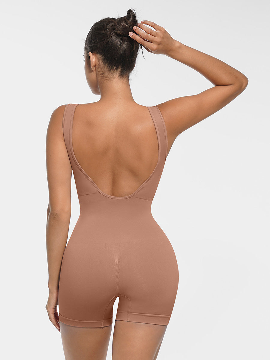 Well-in Vogue Round Neck Seamless Sexy U Back Shape Shapewear with Removable Cups