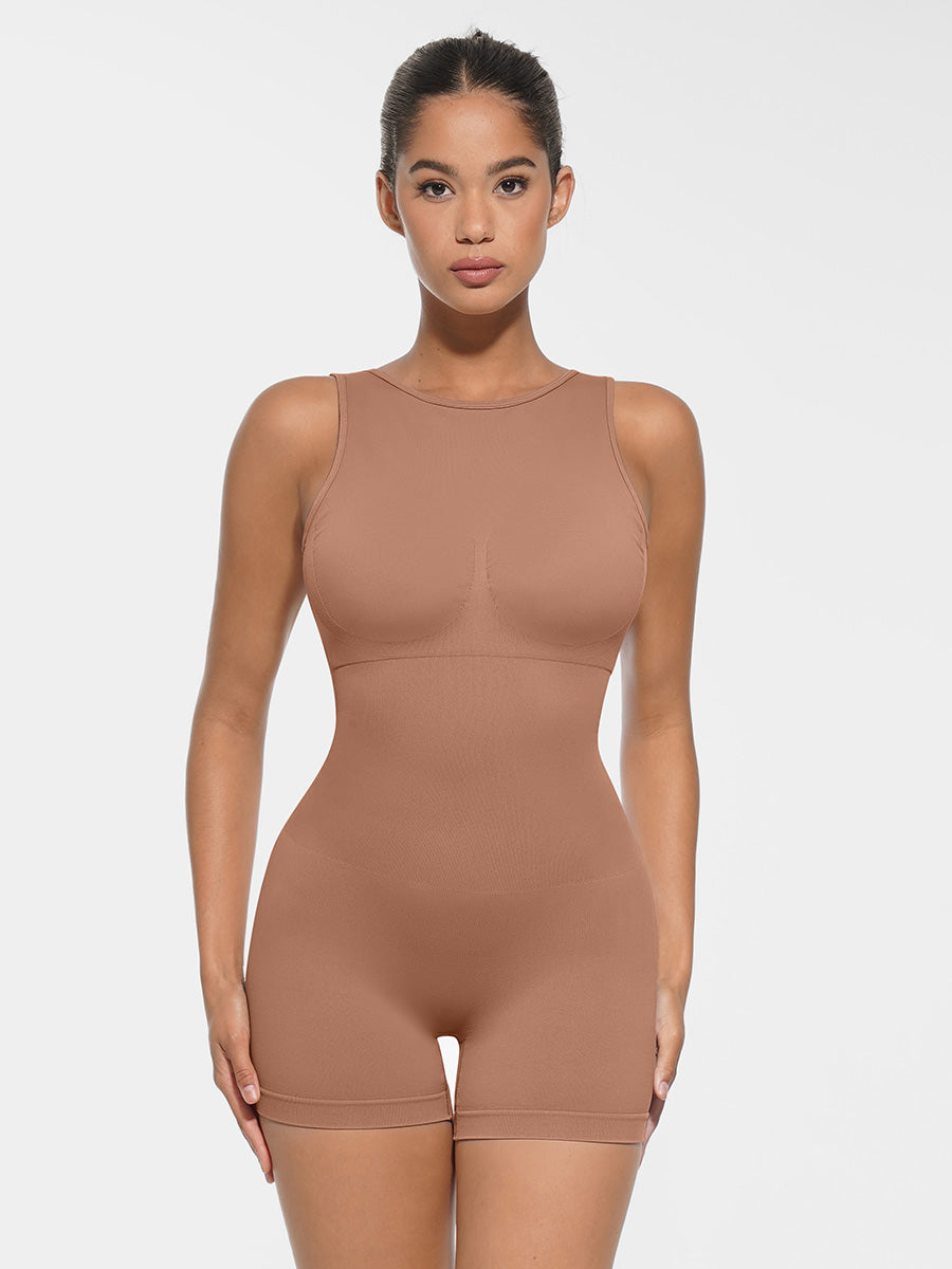 Well-in Vogue Round Neck Seamless Sexy U Back Shape Shapewear with Removable Cups