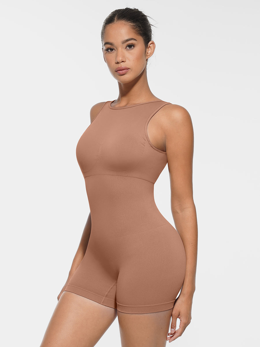 Well-in Vogue Round Neck Seamless Sexy U Back Shape Shapewear with Removable Cups