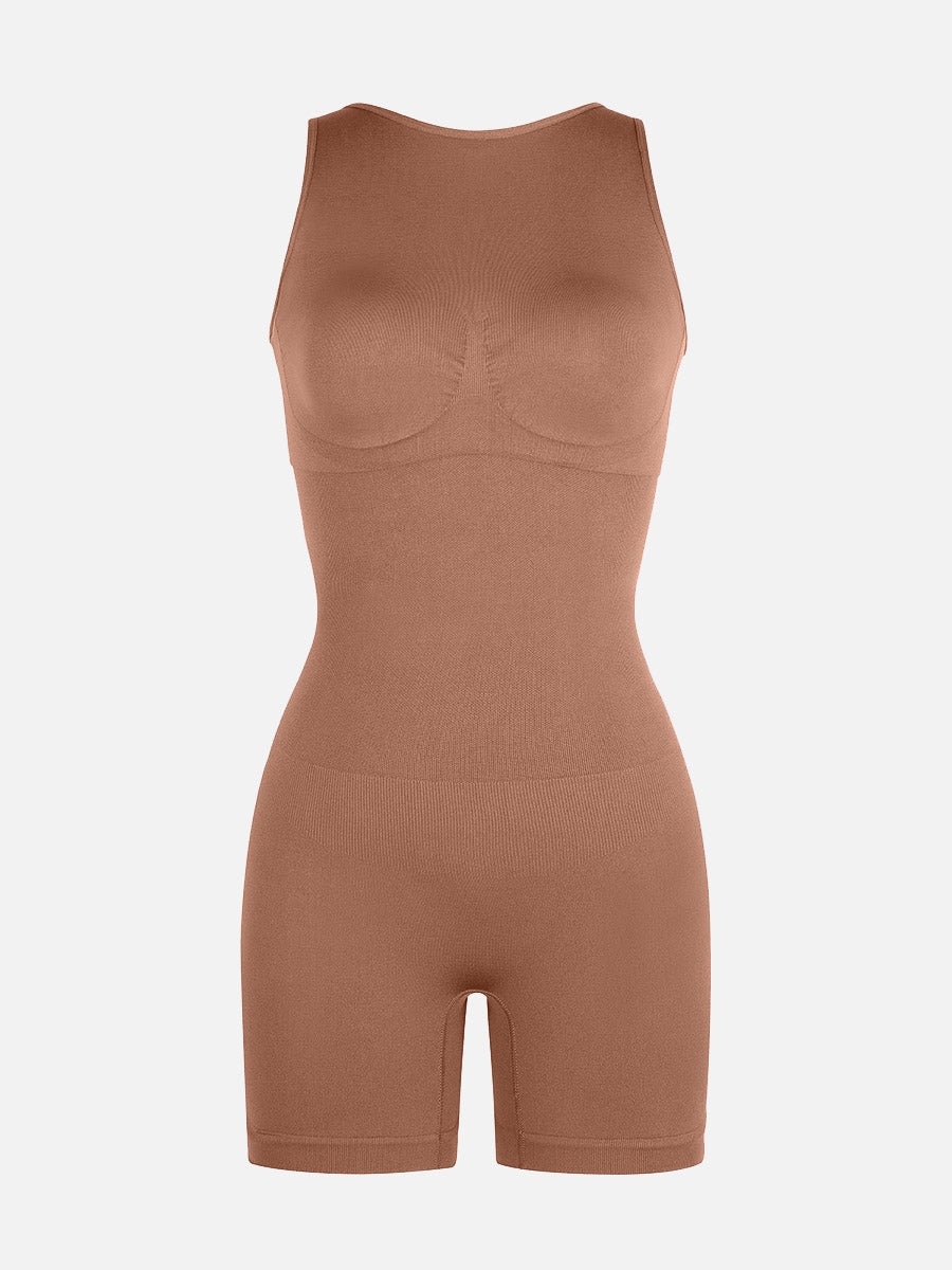 Well-in Vogue Round Neck Seamless Sexy U Back Shape Shapewear with Removable Cups