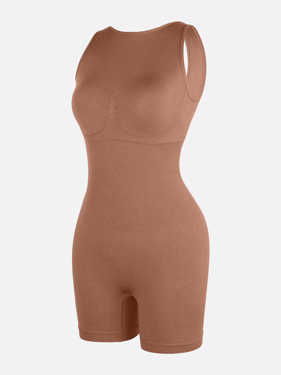 Well-in Vogue Round Neck Seamless Sexy U Back Shape Shapewear with Removable Cups