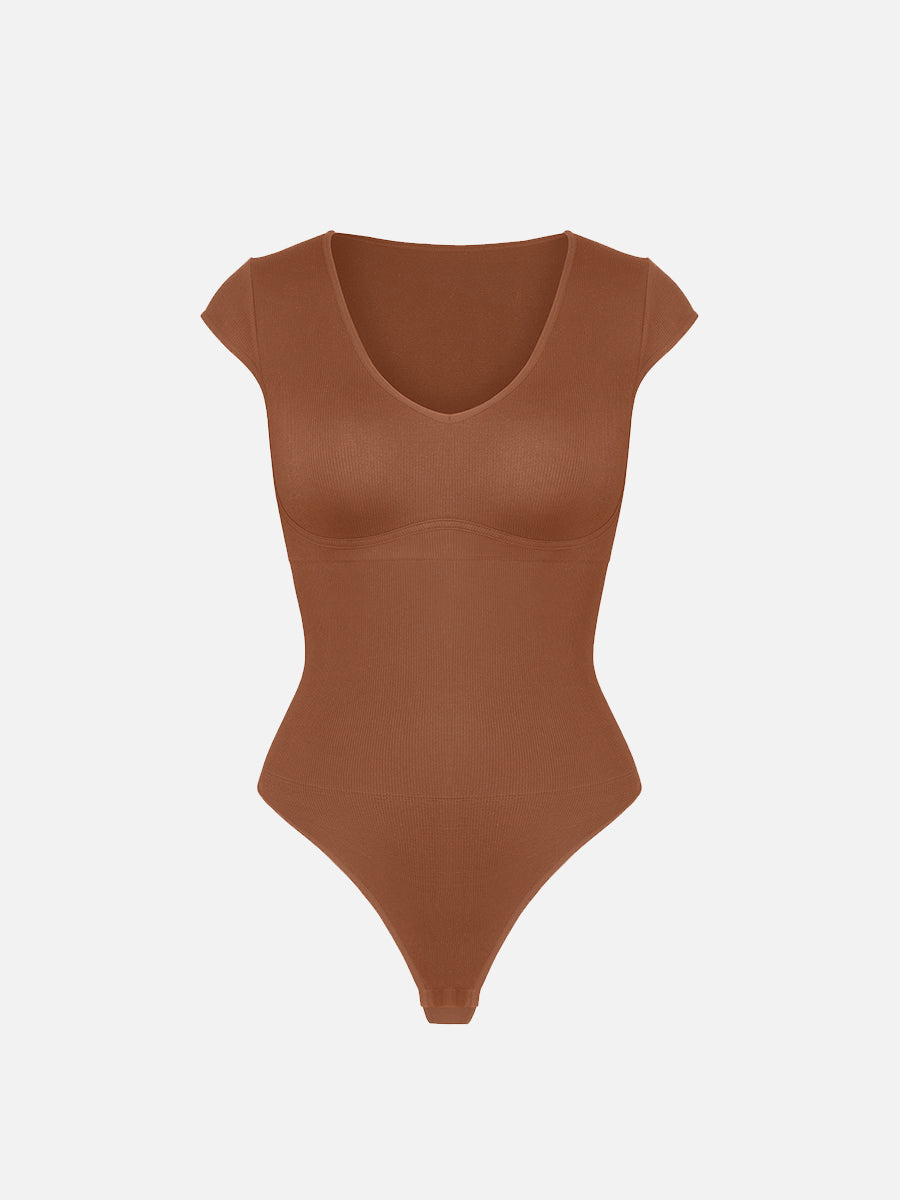 Well-in Vogue Seamless Deep V Waist and Abdomen Shaping Thong Bodysuit