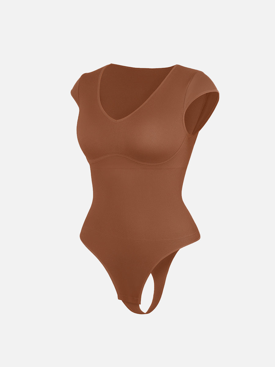 Well-in Vogue Seamless Deep V Waist and Abdomen Shaping Thong Bodysuit