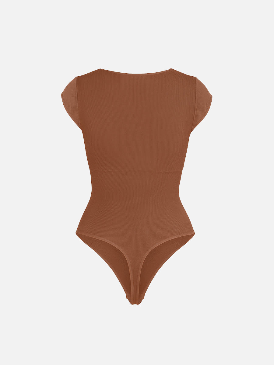 Well-in Vogue Seamless Deep V Waist and Abdomen Shaping Thong Bodysuit