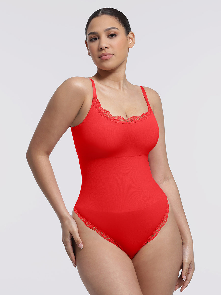 Well-in Vogue Seamless lace Cami Waist Abdomen Shaping Thong Bodysuit