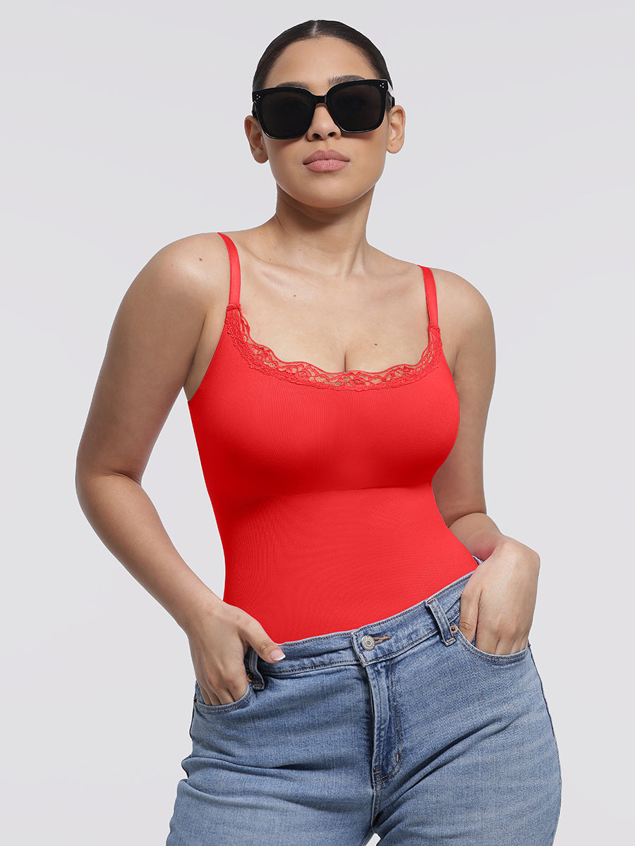 Well-in Vogue Seamless lace Cami Waist Abdomen Shaping Thong Bodysuit