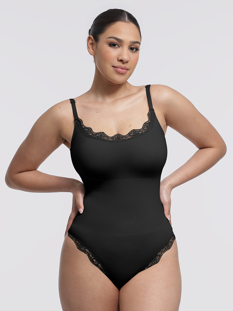 Well-in Vogue Seamless lace Cami Waist Abdomen Shaping Thong Bodysuit