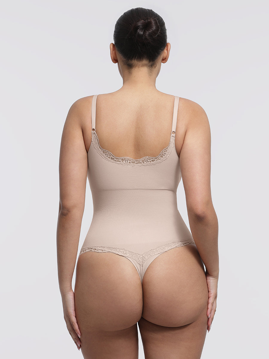 Well-in Vogue Seamless lace Cami Waist Abdomen Shaping Thong Bodysuit