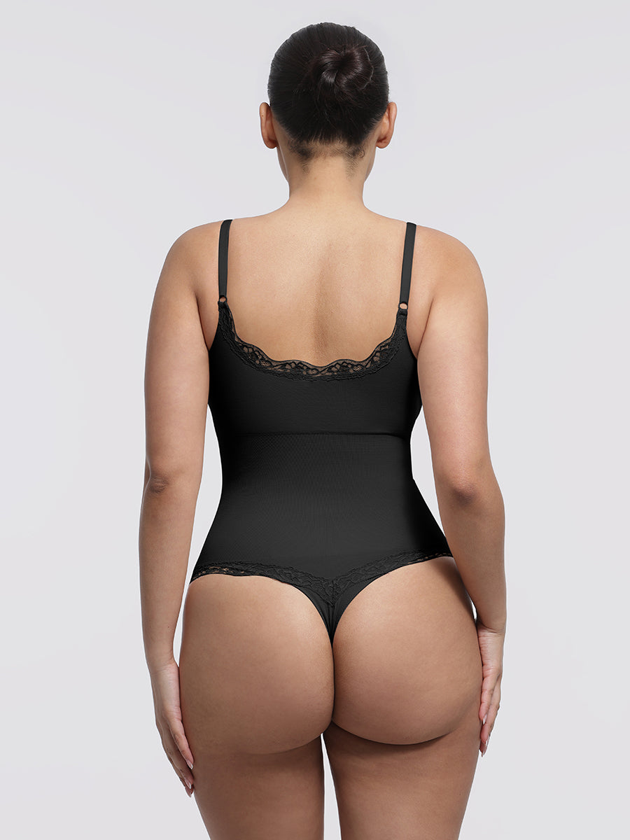 Well-in Vogue Seamless lace Cami Waist Abdomen Shaping Thong Bodysuit