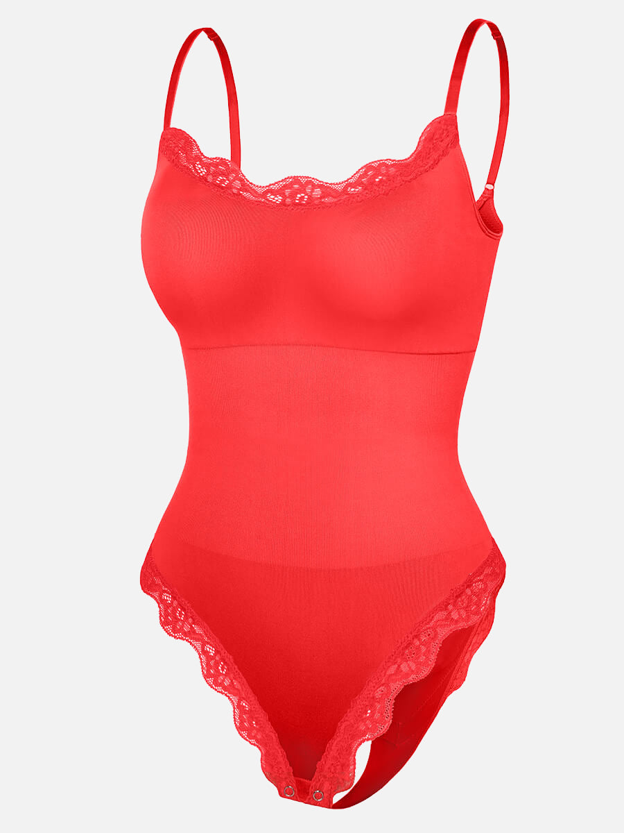 Well-in Vogue Seamless lace Cami Waist Abdomen Shaping Thong Bodysuit
