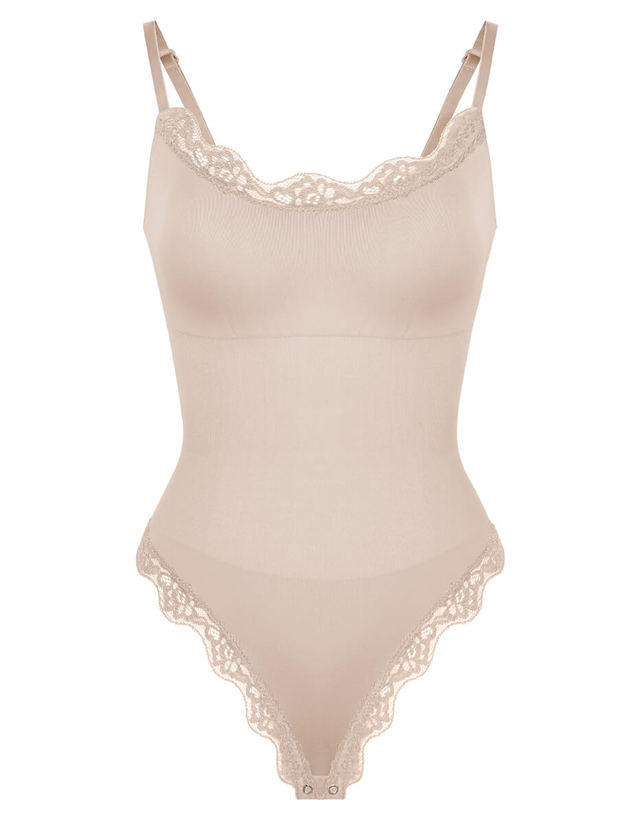 Well-in Vogue Seamless lace Cami Waist Abdomen Shaping Thong Bodysuit