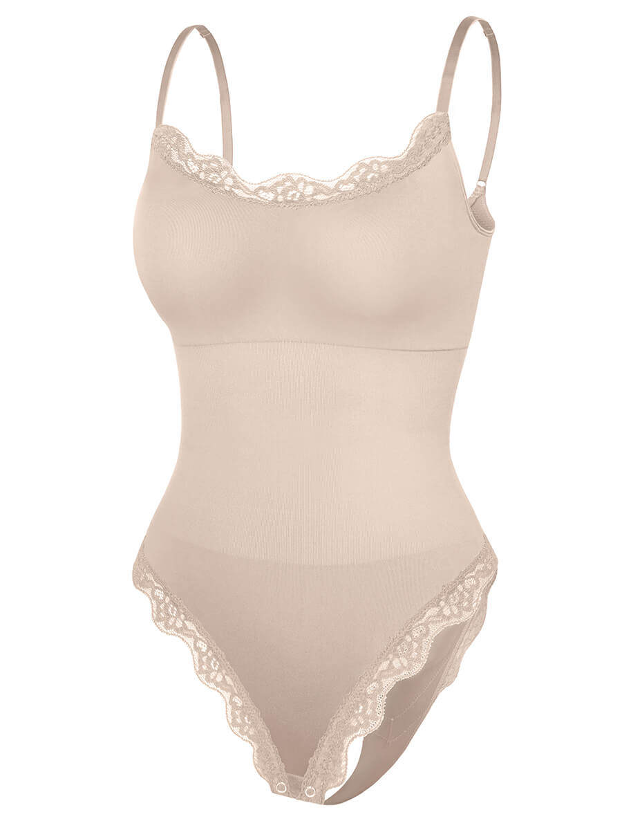 Well-in Vogue Seamless lace Cami Waist Abdomen Shaping Thong Bodysuit