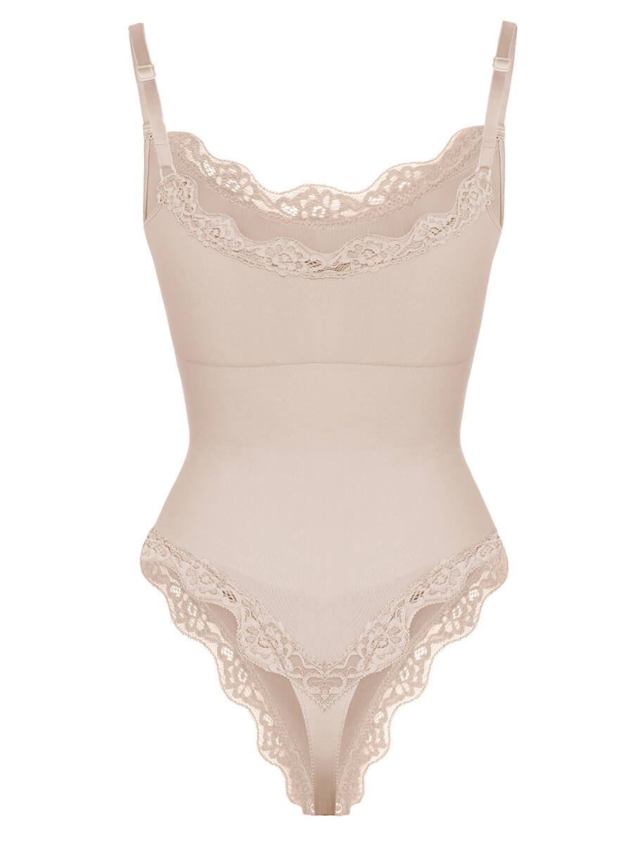 Well-in Vogue Seamless lace Cami Waist Abdomen Shaping Thong Bodysuit