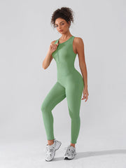 Well-in Vogue Seamless Zip Front Full-Length Racerback 2-in-1 Sport Shaping Jumpsuit