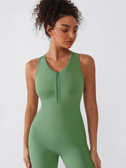 Well-in Vogue Seamless Zip Front Full-Length Racerback 2-in-1 Sport Shaping Jumpsuit