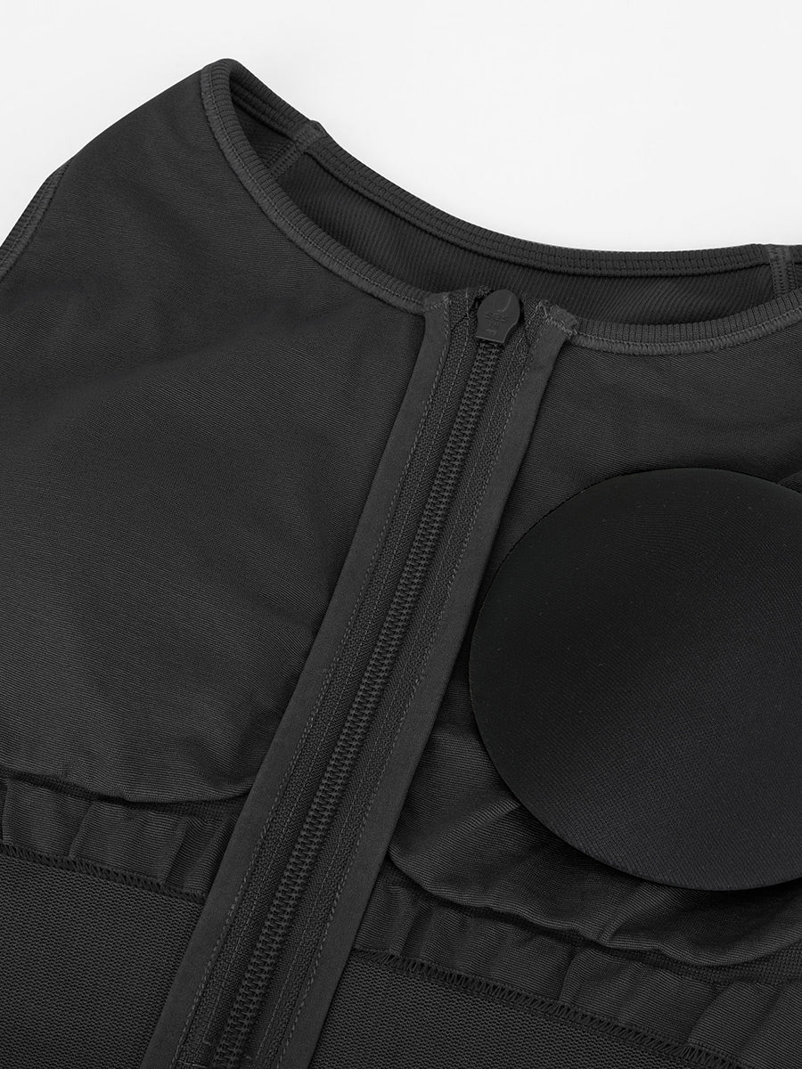 Well-in Vogue Seamless Zip Front Full-Length Racerback 2-in-1 Sport Shaping Jumpsuit
