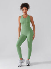 Well-in Vogue Seamless Zip Front Full-Length Racerback 2-in-1 Sport Shaping Jumpsuit