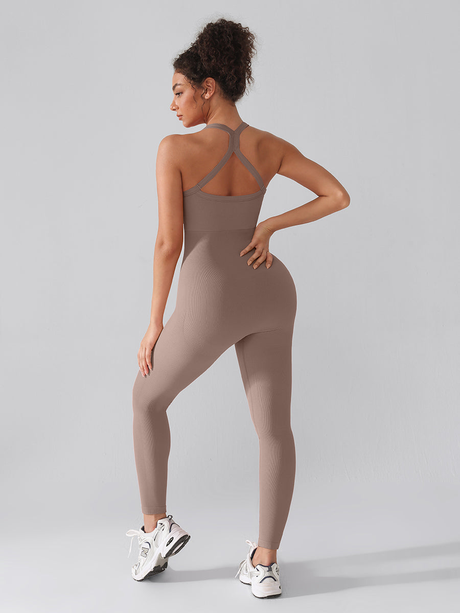 Well-in Vogue Seamless Sports Shaping 2 in 1 Waist and Tummy Control Bra-free Jumpsuit