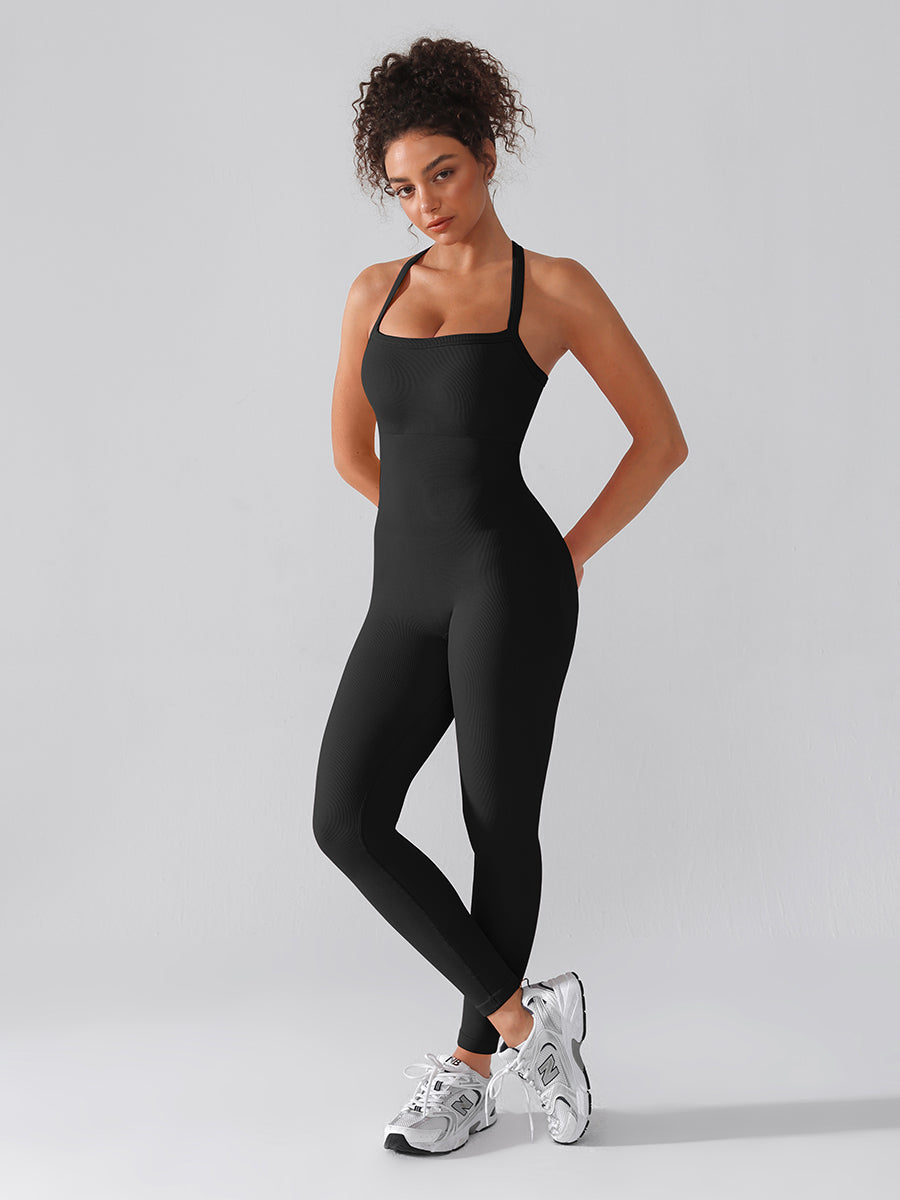 Well-in Vogue Seamless Sports Shaping 2 in 1 Waist and Tummy Control Bra-free Jumpsuit