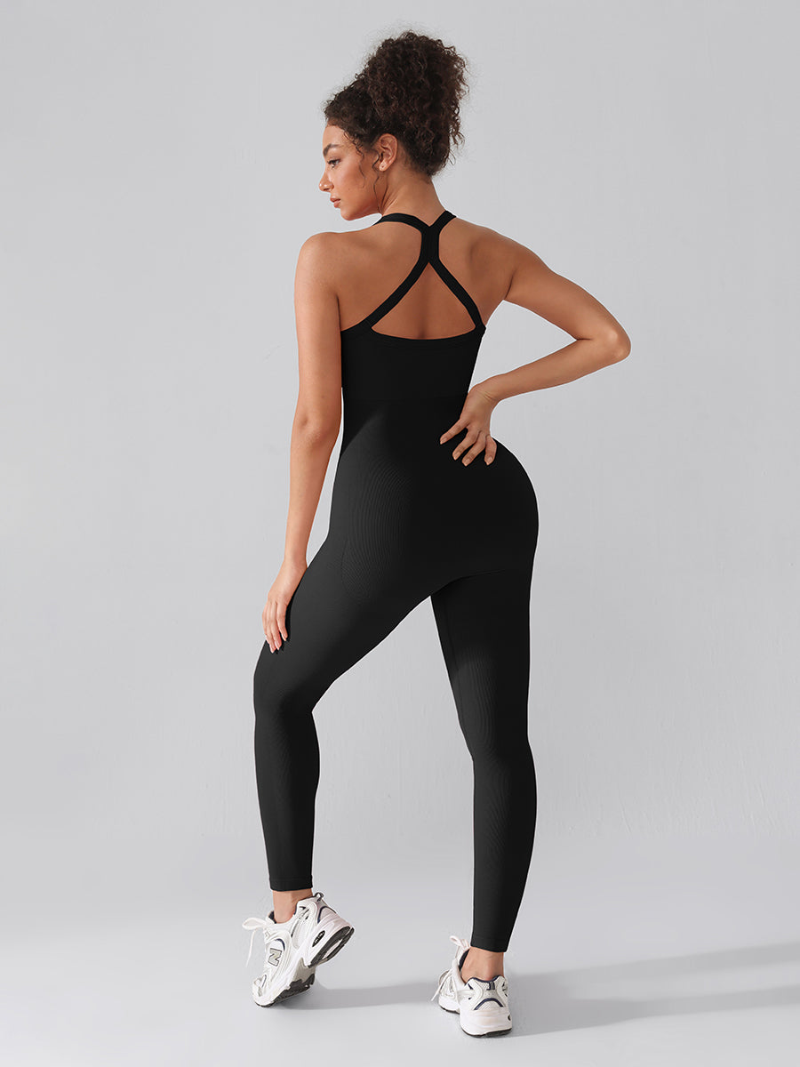 Well-in Vogue Seamless Sports Shaping 2 in 1 Waist and Tummy Control Bra-free Jumpsuit