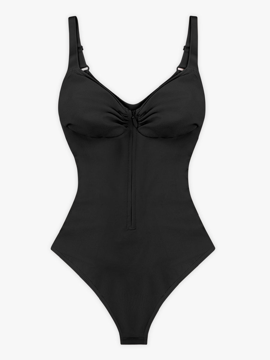 Well-in Vogue Seamless Plunge Chest Support Bodysuit with Clips Inside
