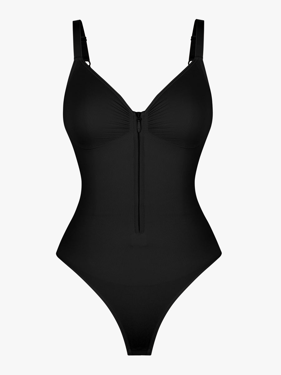 Well-in Vogue Seamless Plunge Chest Support Bodysuit with Clips Inside