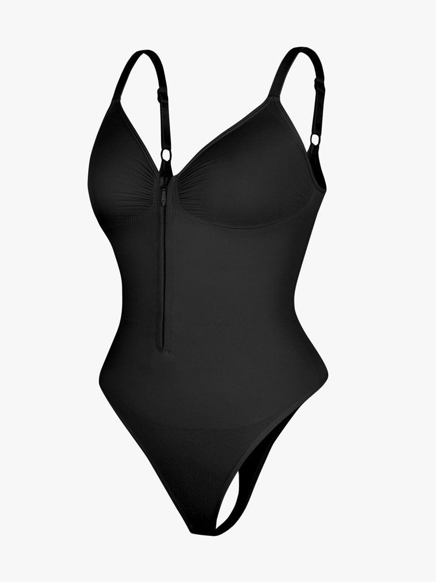 Well-in Vogue Seamless Plunge Chest Support Bodysuit with Clips Inside