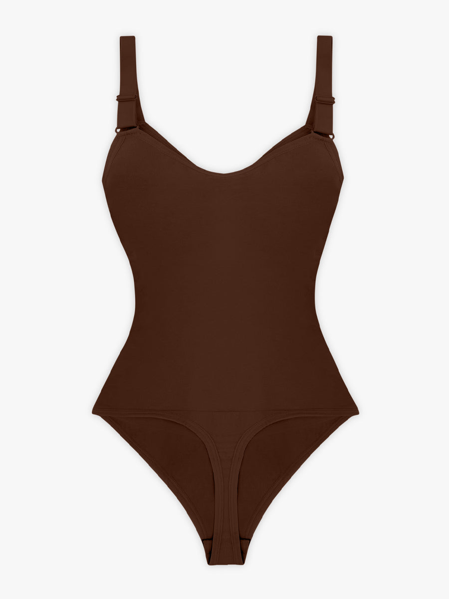 Well-in Vogue Seamless Plunge Chest Support Bodysuit with Clips Inside