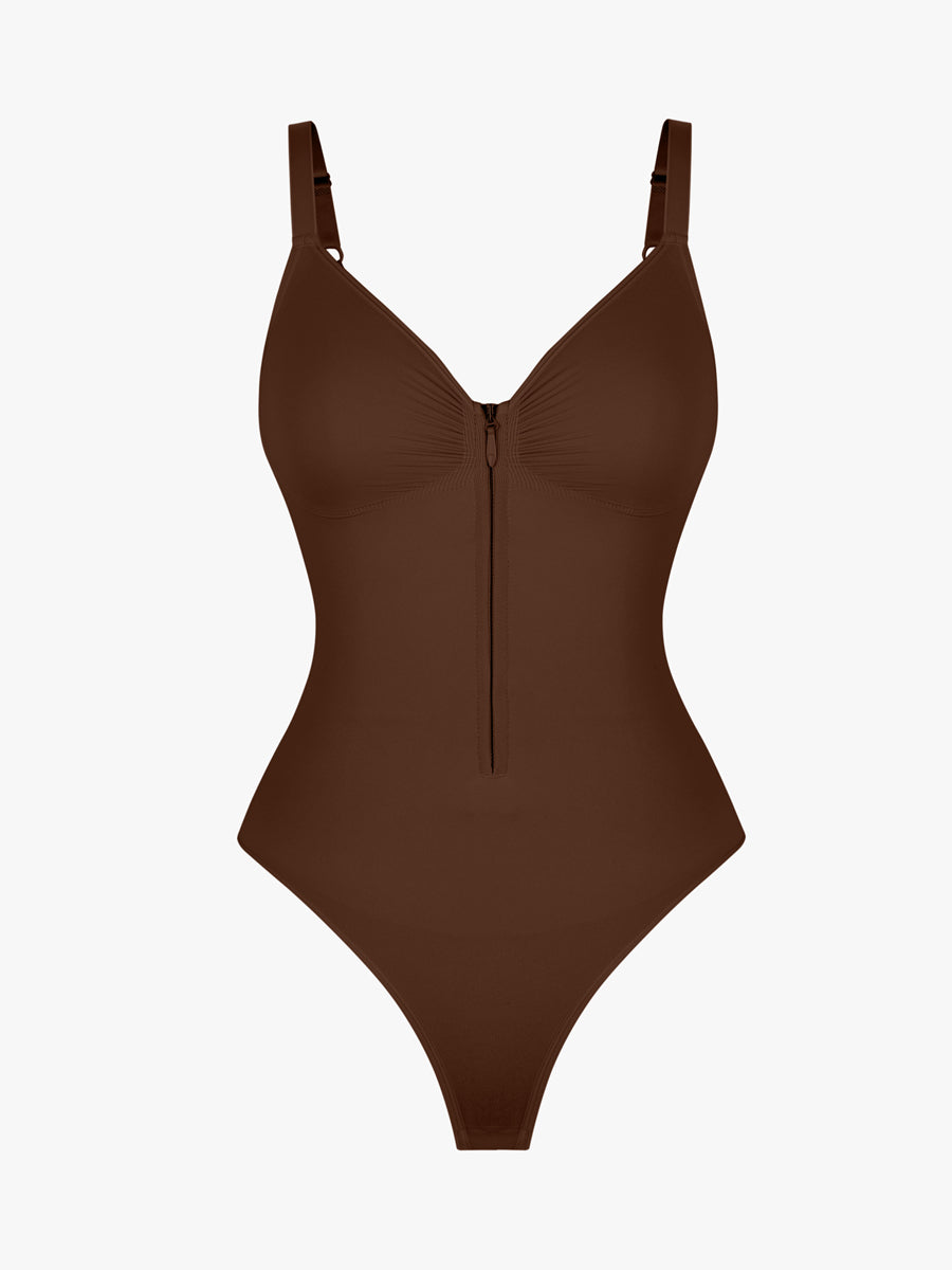 Well-in Vogue Seamless Plunge Chest Support Bodysuit with Clips Inside