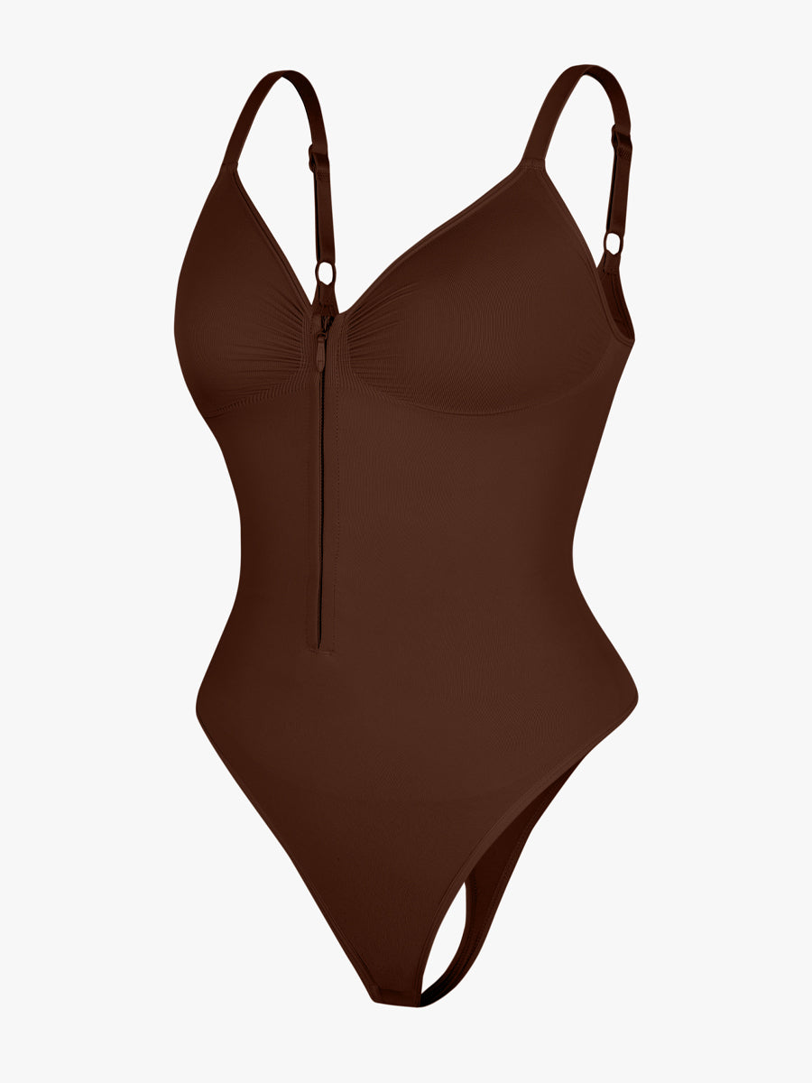 Well-in Vogue Seamless Plunge Chest Support Bodysuit with Clips Inside