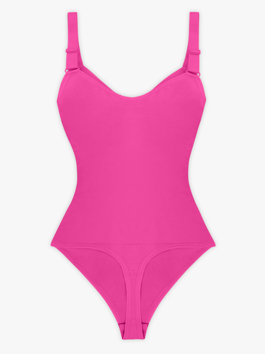 Well-in Vogue Seamless Plunge Chest Support Bodysuit with Clips Inside