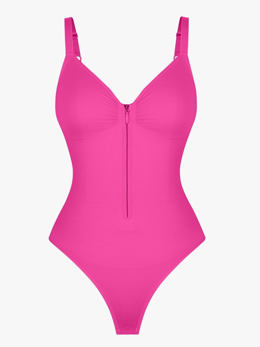 Well-in Vogue Seamless Plunge Chest Support Bodysuit with Clips Inside