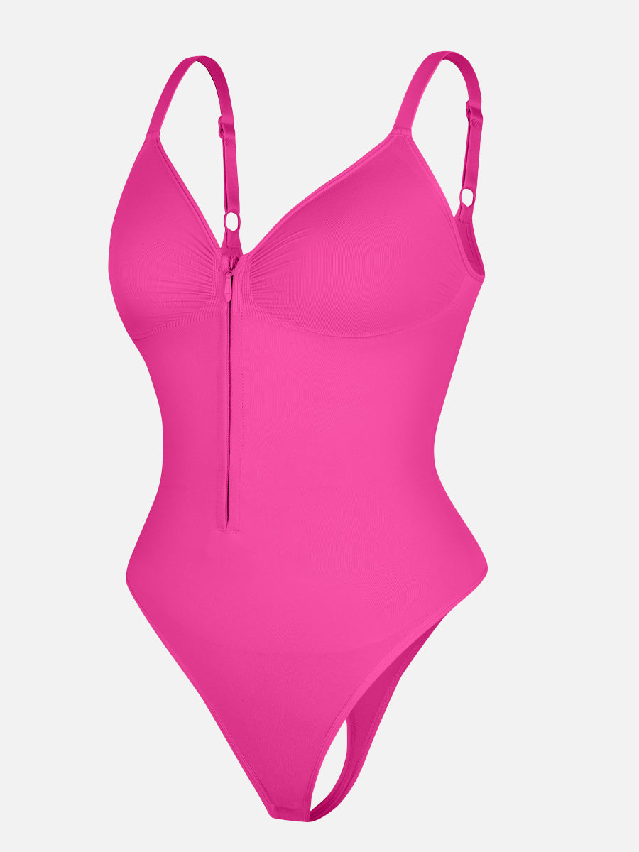Well-in Vogue Seamless Plunge Chest Support Bodysuit with Clips Inside