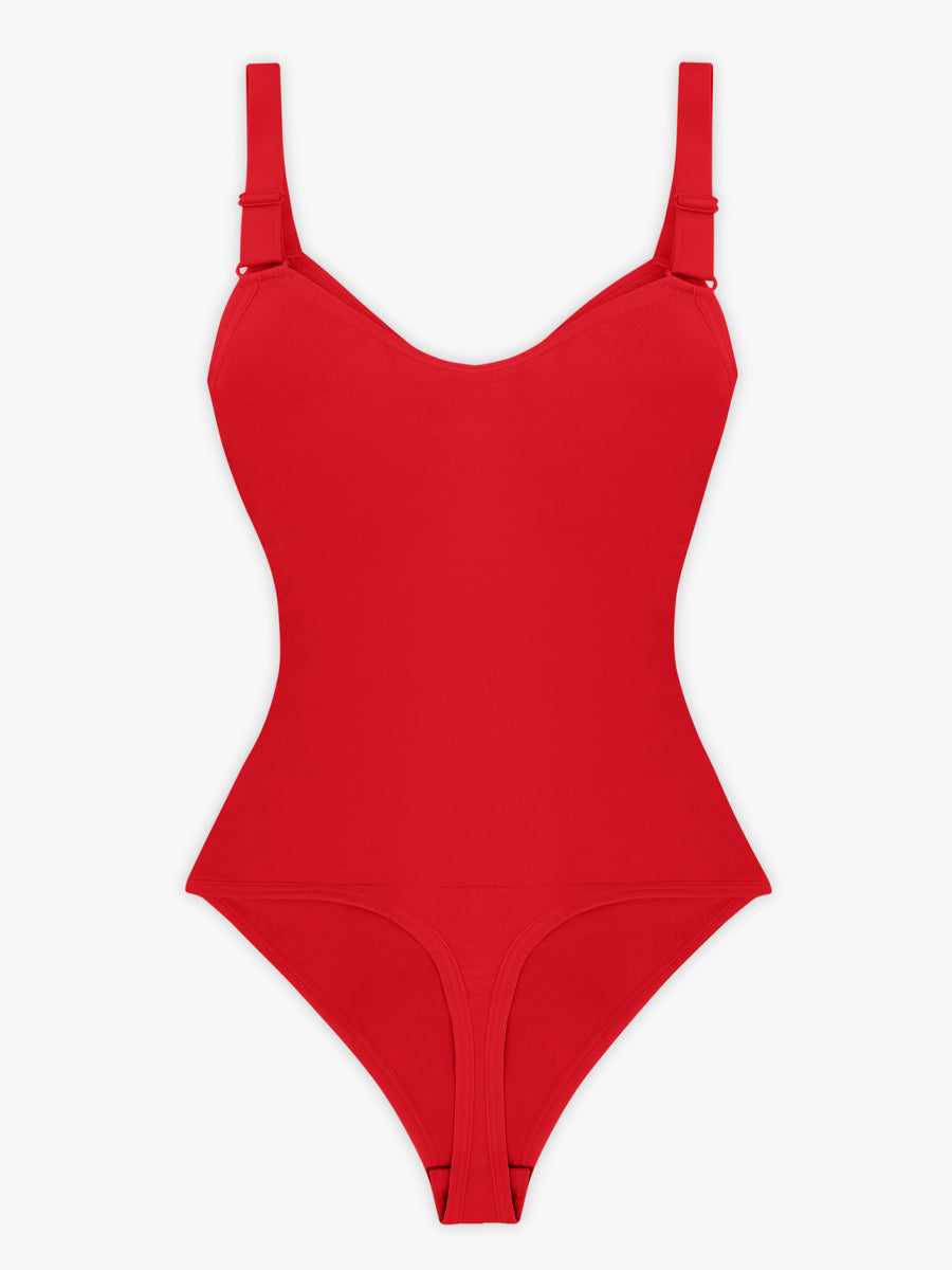 Well-in Vogue Seamless Plunge Chest Support Bodysuit with Clips Inside