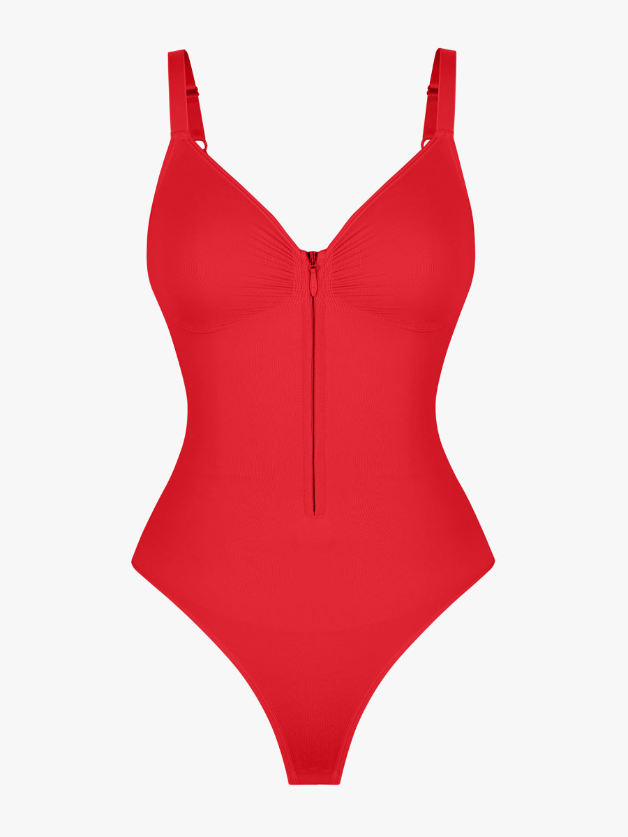 Well-in Vogue Seamless Plunge Chest Support Bodysuit with Clips Inside