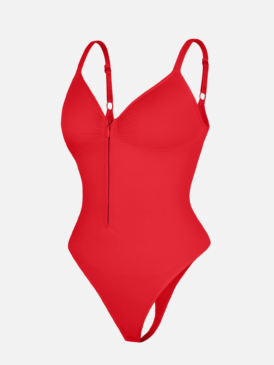 Well-in Vogue Seamless Plunge Chest Support Bodysuit with Clips Inside