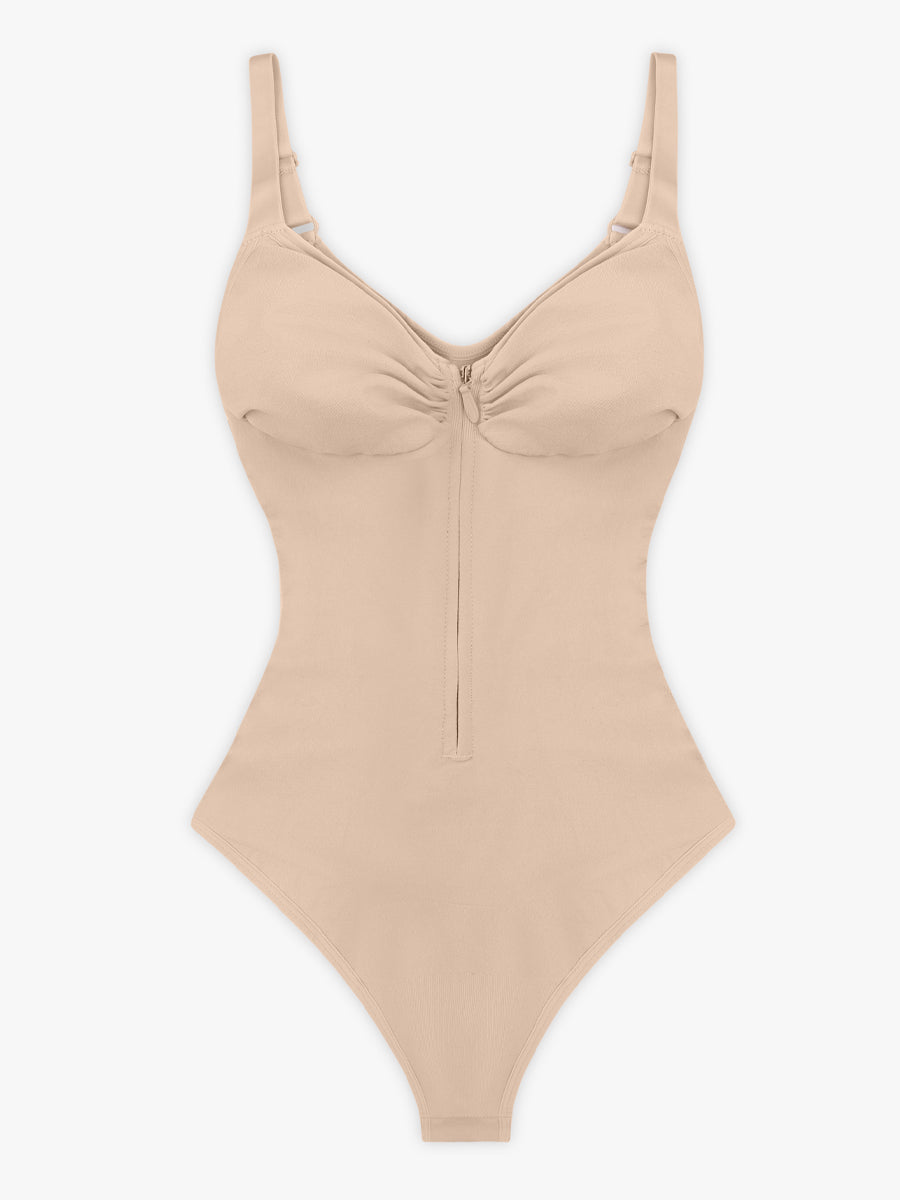 Well-in Vogue Seamless Plunge Chest Support Bodysuit with Clips Inside