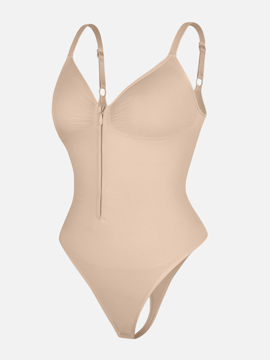 Well-in Vogue Seamless Plunge Chest Support Bodysuit with Clips Inside