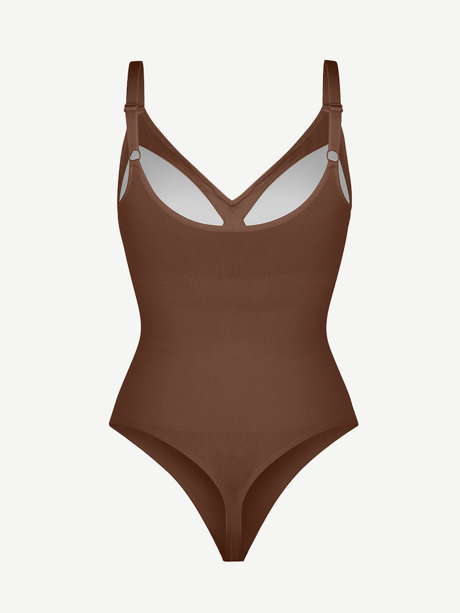 Well-in Vogue Seamless Built-in Bra Waist and Tummy Control Thong Bodysuit