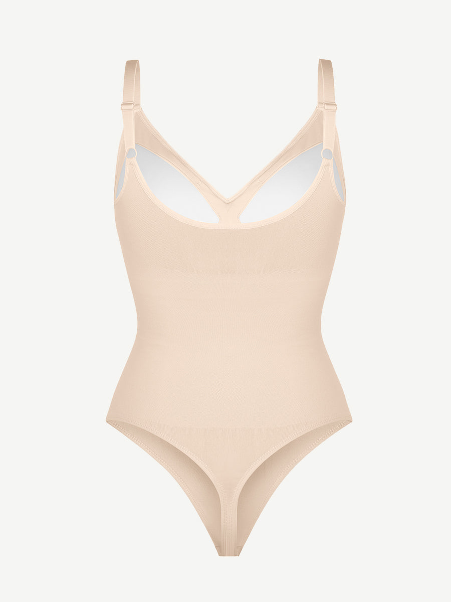 Well-in Vogue Seamless Built-in Bra Waist and Tummy Control Thong Bodysuit