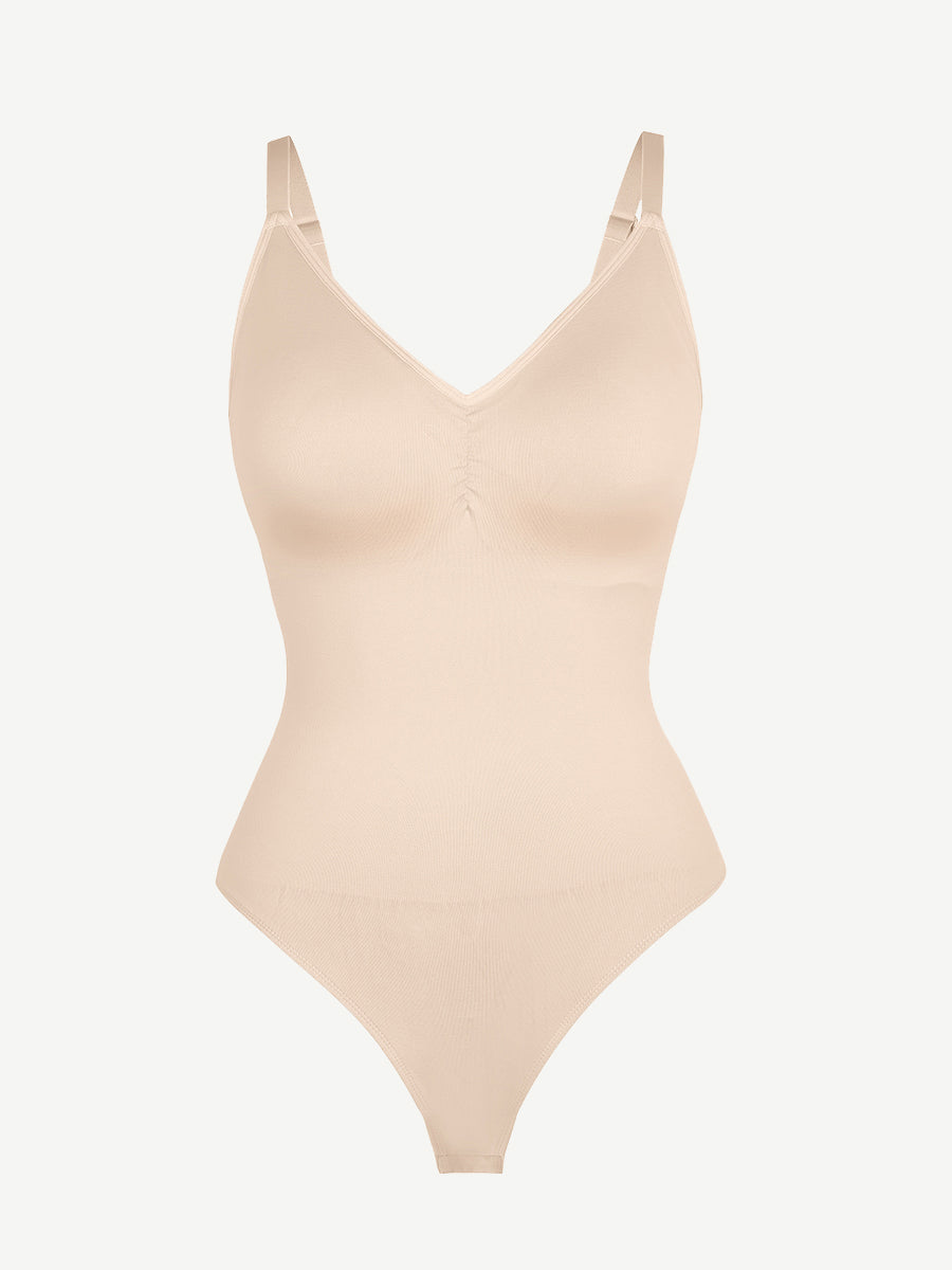 Well-in Vogue Seamless Built-in Bra Waist and Tummy Control Thong Bodysuit