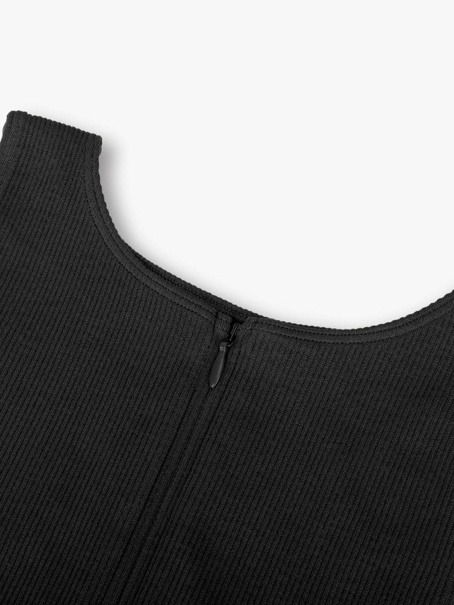 Well-in Vogue Seamless Ribbed Zip Front Sleeveless Briefs Bodysuit