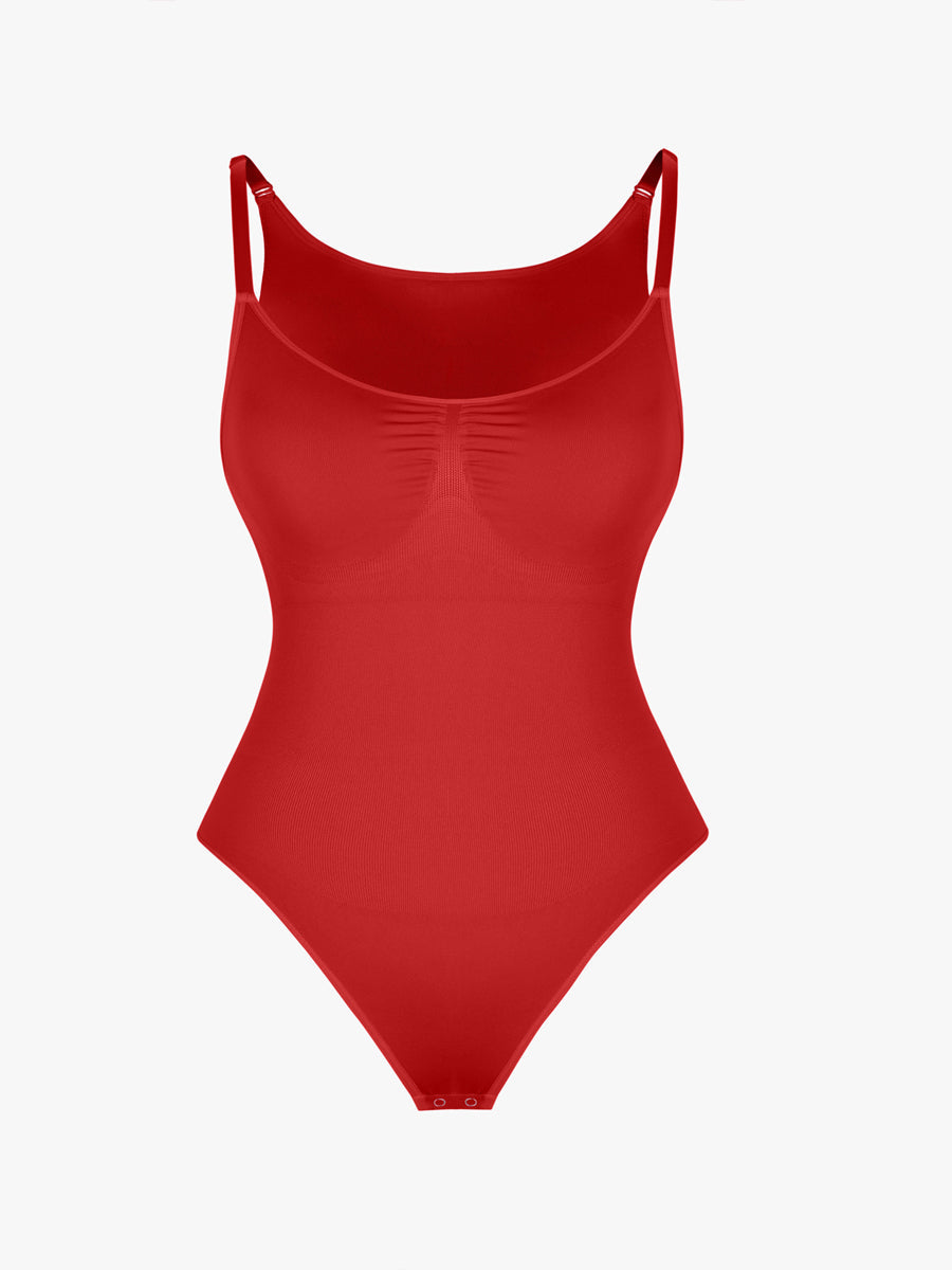 Well-in Vogue Seamless Bra Free Cami Tummy Control Thong Bodysuit with Removable Pads
